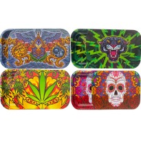 Large Mixed Design Magnetic Metal Rolling Trays with Lid