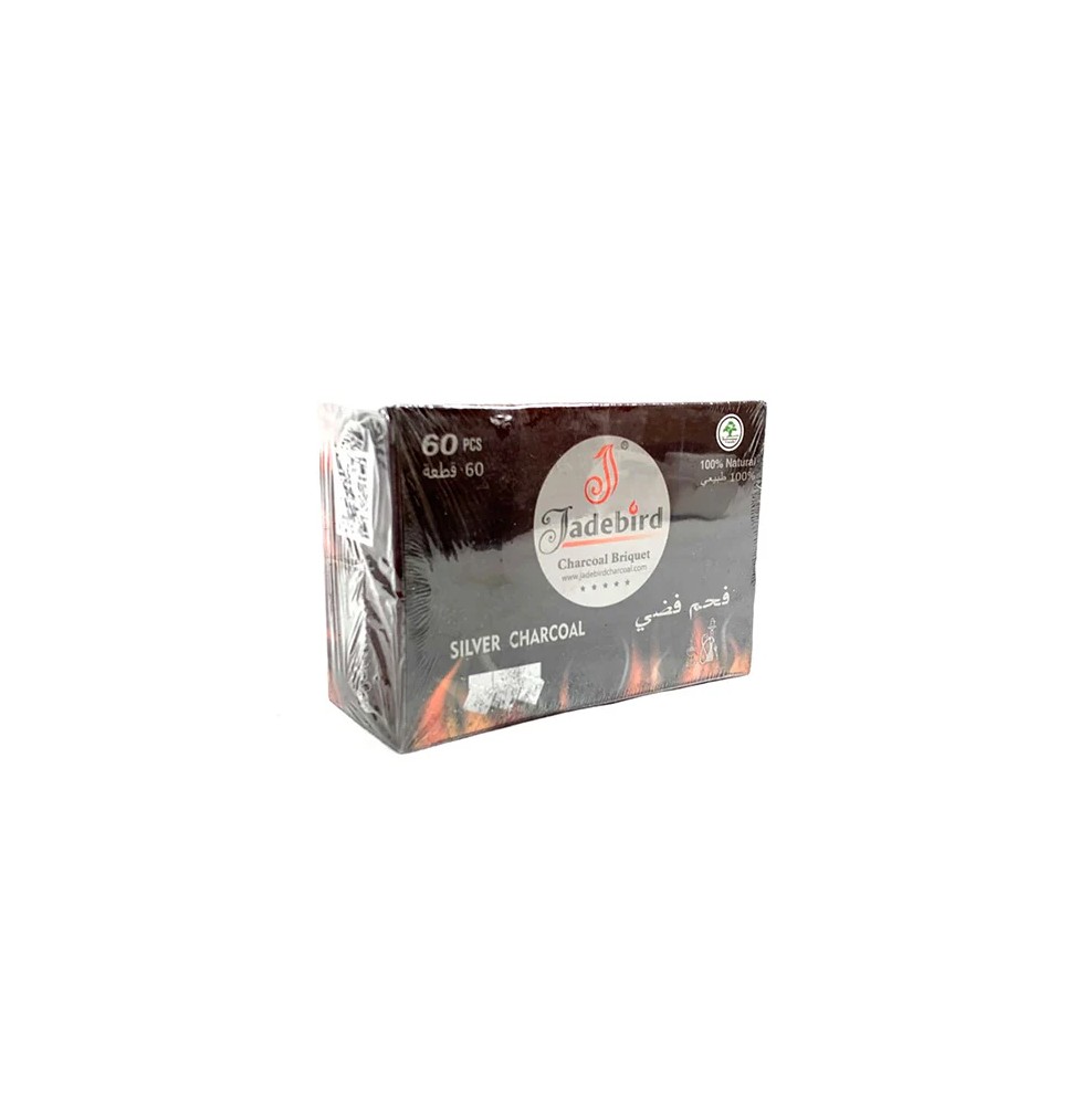 JadeBird Shisha Hookah Silver Charcoal (60 pieces)
