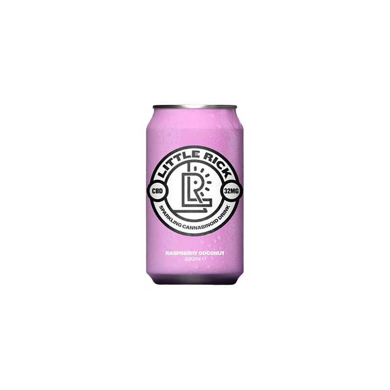 Buy 12 x Little Rick 32mg CBD Sparkling 330ml Raspberry Coconut Drink | Express Highs UK