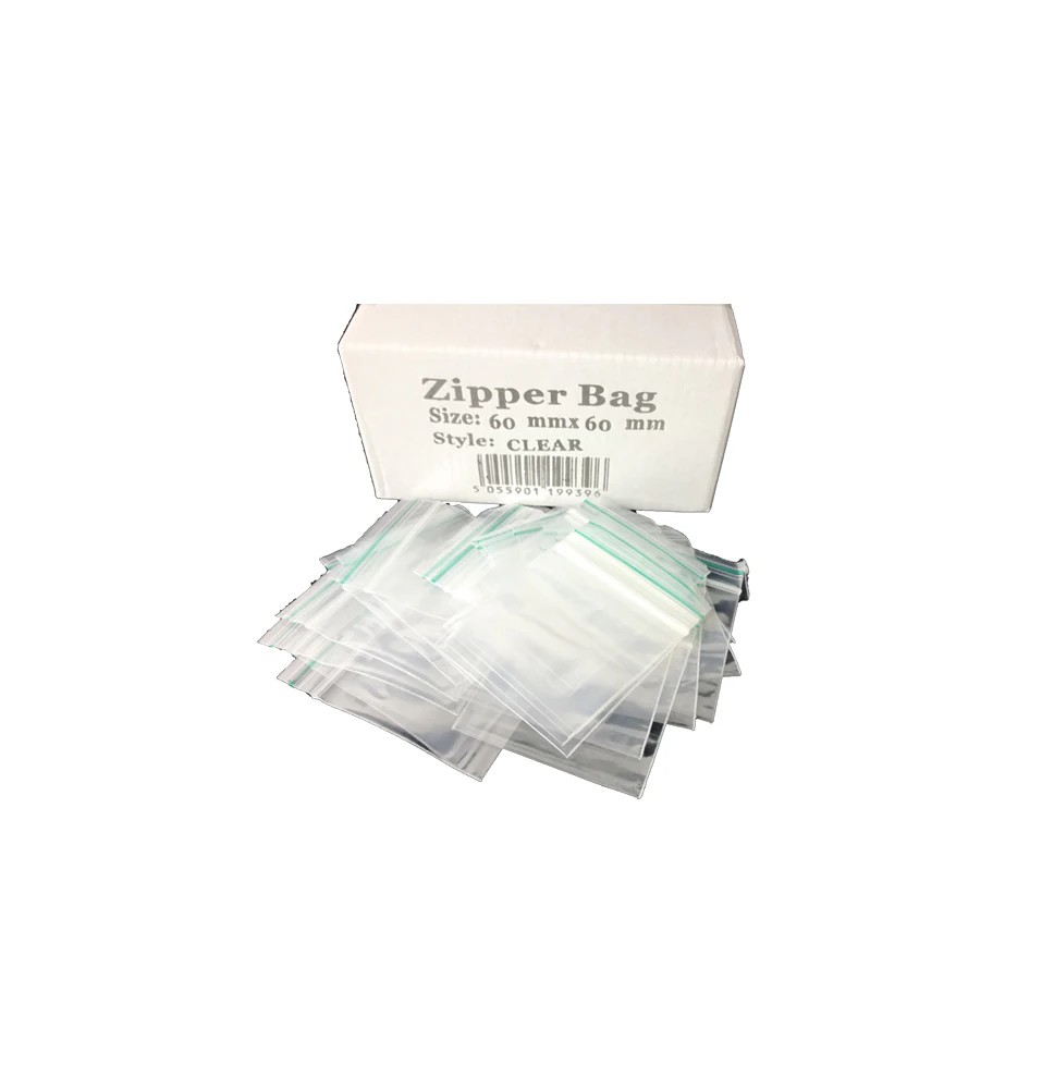 5 x Zipper Branded 60mm x 60mm Clear Bags