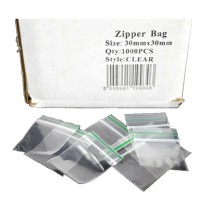 Zipper Branded 30mm x 30mm Clear Bags