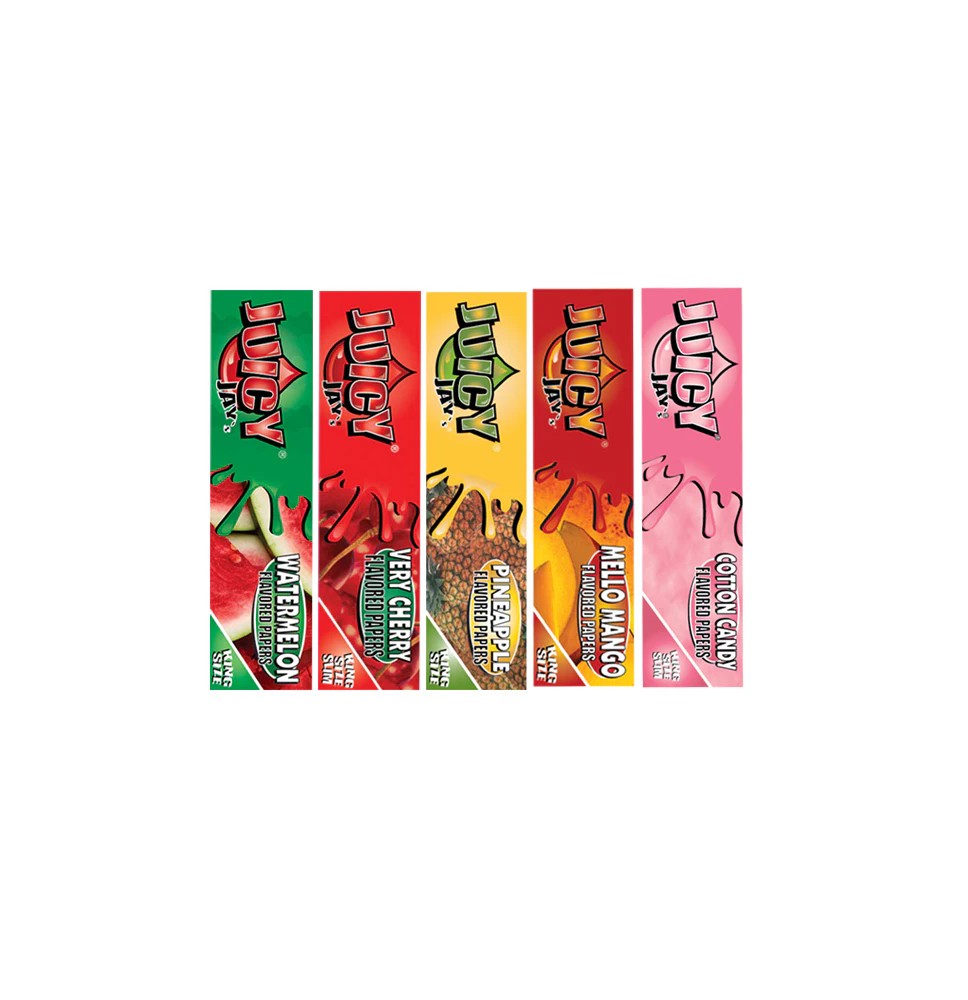 24 Juicy Jay King Size Flavoured Slim Rolling Paper - Full Box