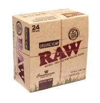 24 Raw Organic Hemp King Size Slim Papers + Tips (Connoisseur)