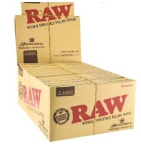 24 Raw Classic King Size Slim Rolling Papers + Tips (Connoisseur)
