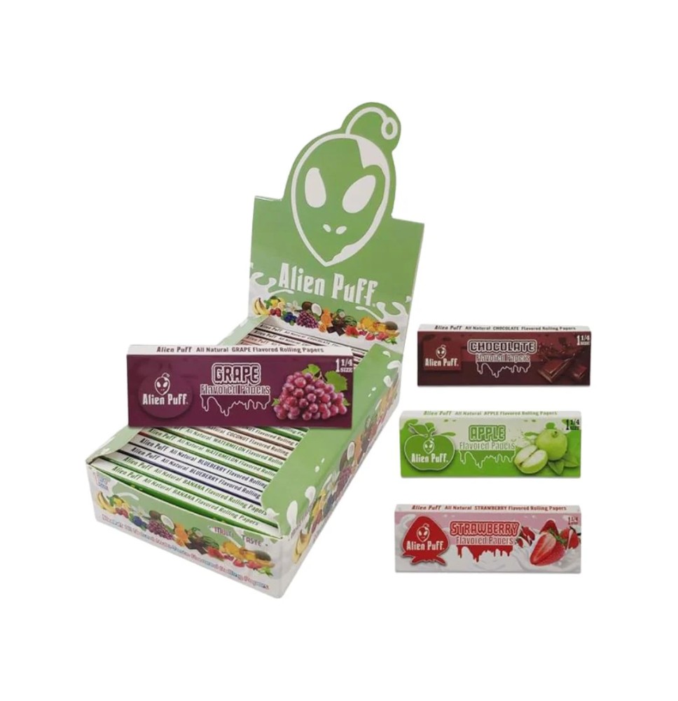 Alien Puff 1.25 Size Mixed Fruit Flavour Rolling Papers 20 Booklets (HP7901)