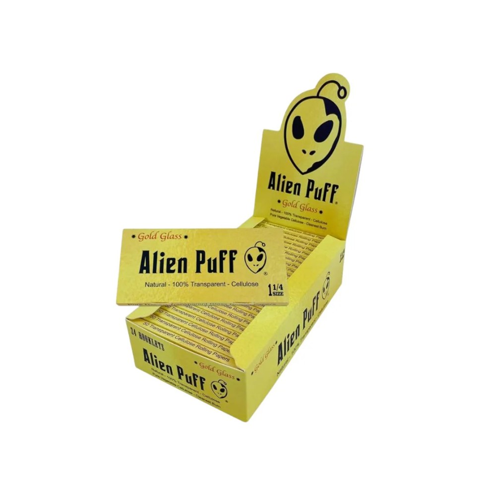 Alien Puff 1.25 Size Transparent Glass Papers Pack 24 Booklets (HP126)