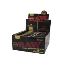 24 Raw Black Classic King Size Slim Connoisseur Rolling Papers + Tips