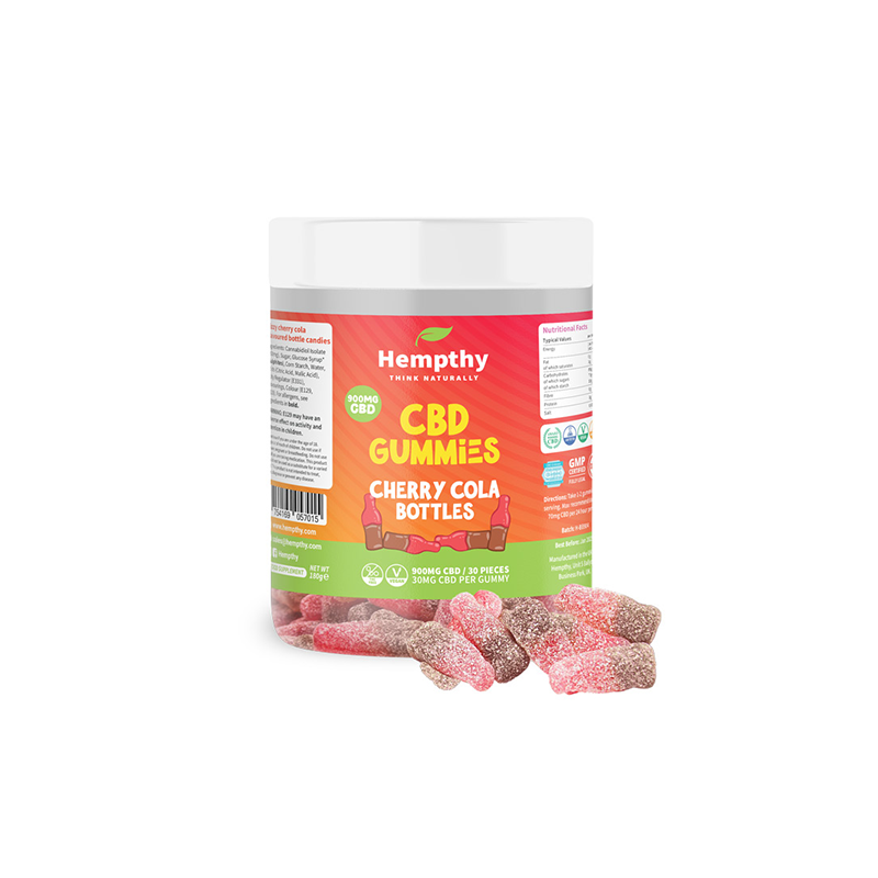 Buy Hempthy 900mg CBD Cherry Cola Bottles - 30 Pieces | Express Highs UK