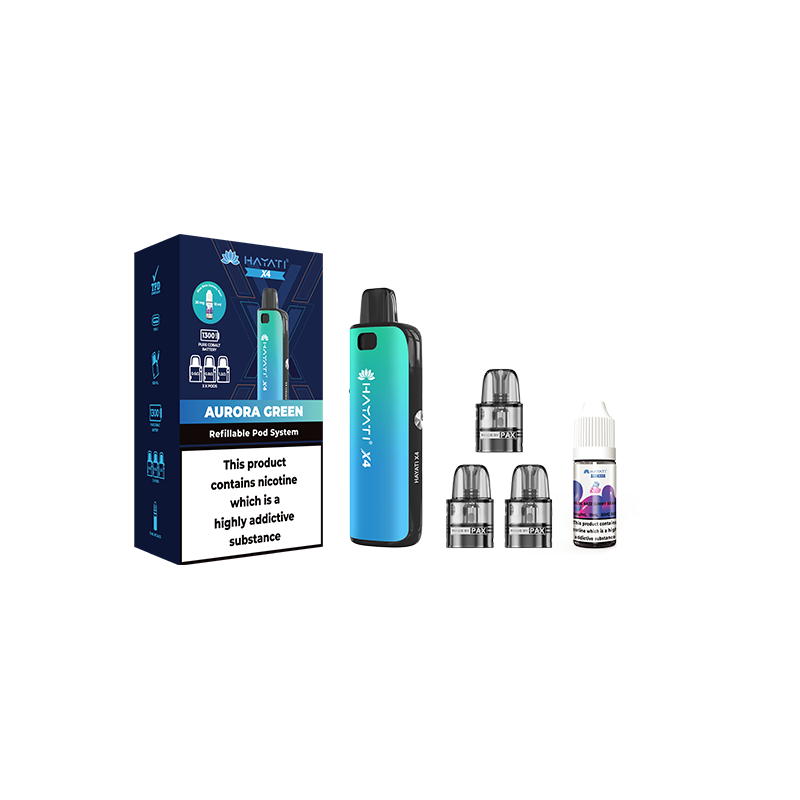 Buy Hayati X4 Refillable Pod Vape Kit  Includes 1X Nic Salts 20mg + 3x Refillable Pods | Express Highs UK