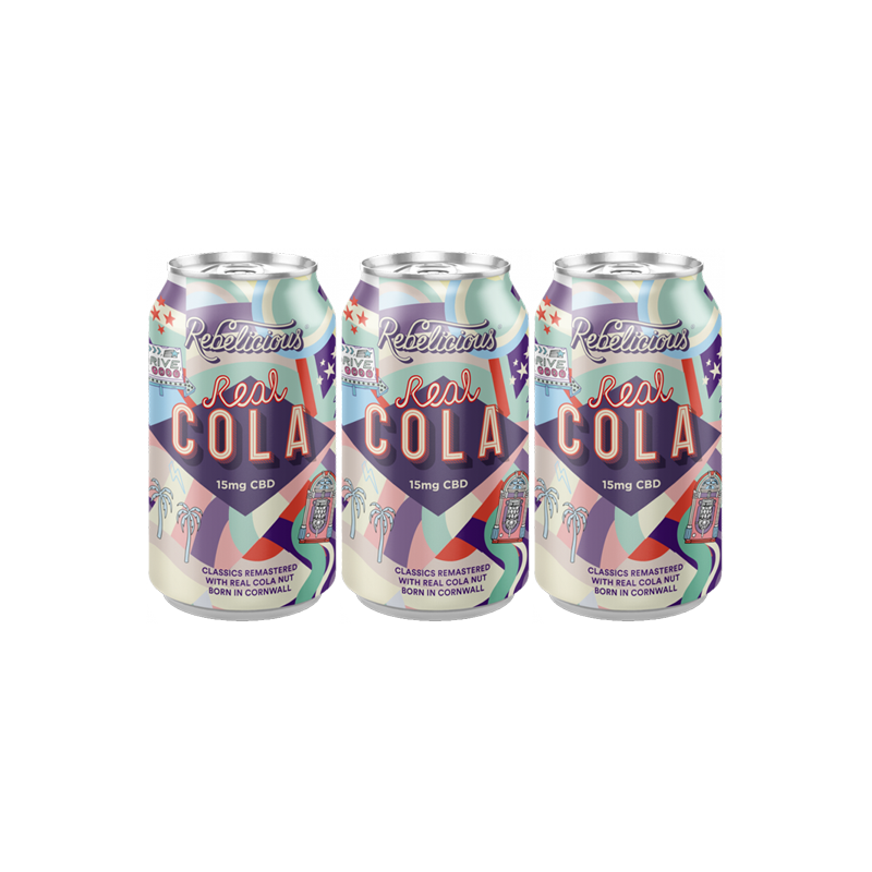 Buy 12 x Rebelicious 15mg CBD Real Cola Sparkling Soft Drink - 330ml | Express Highs UK