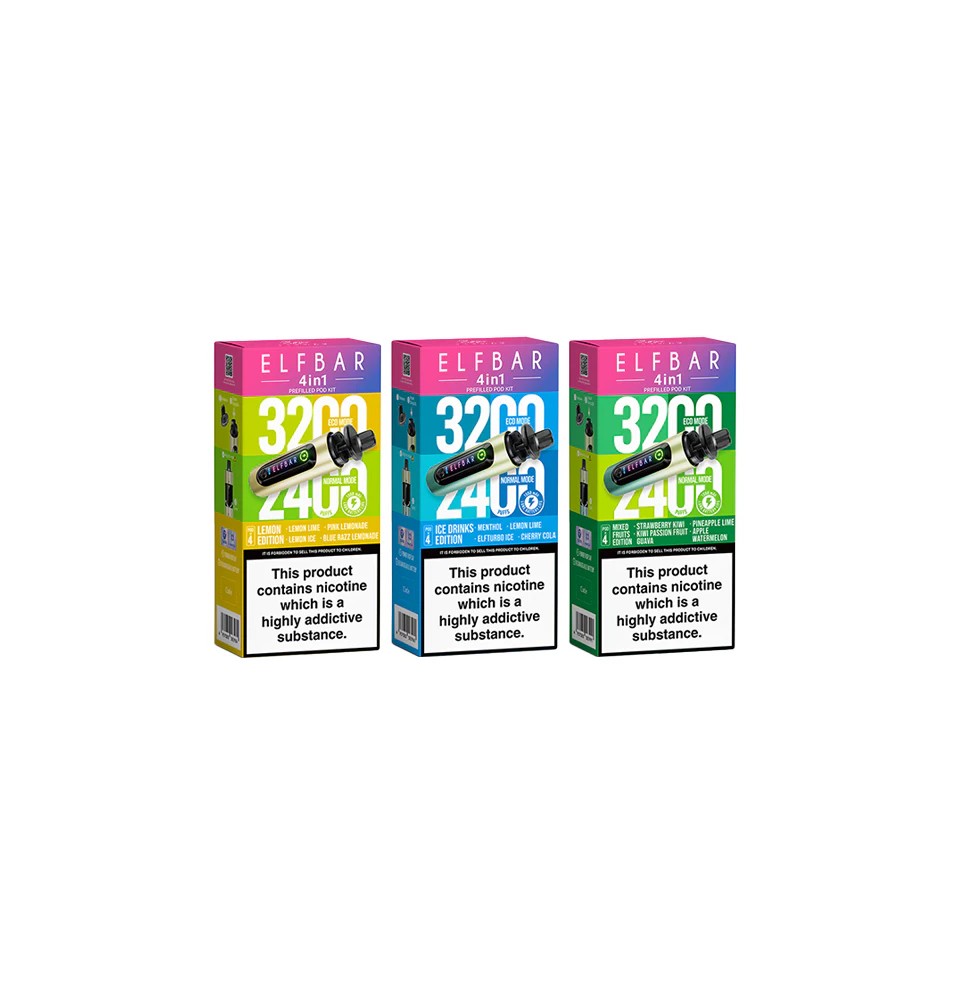 20mg Elf Bar 4 in 1  Pod Vape Kit 3200 Puffs