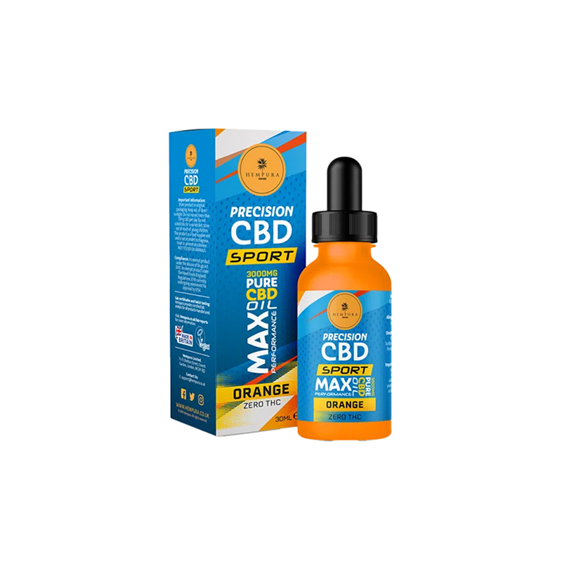 Buy Hempura 3000mg Precision Sport CBD Broad Spectrum Oil Orange Flavoured - 30ml | Express Highs UK