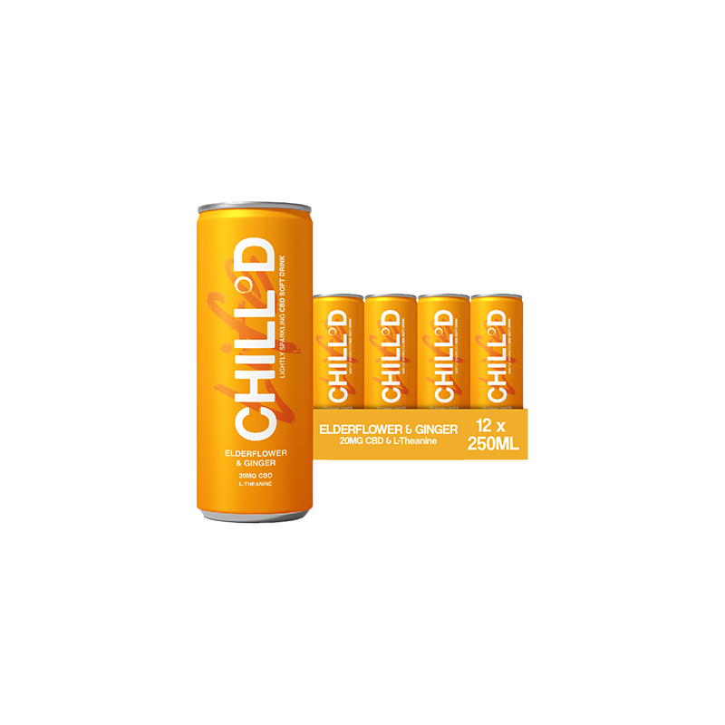 Buy 12 x CHILLD 20mg CBD Sparkling 250ml Elderflower & Ginger | Express Highs UK