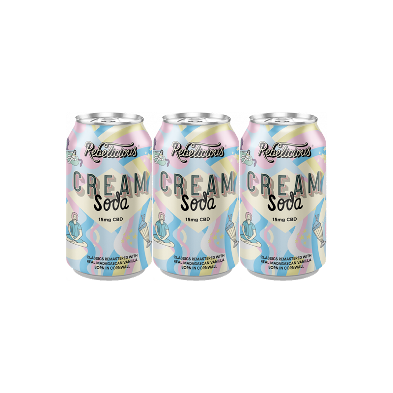 Buy 12 x Rebelicious 15mg CBD Cream Soda Sparkling Soft Drink - 330ml | Express Highs UK