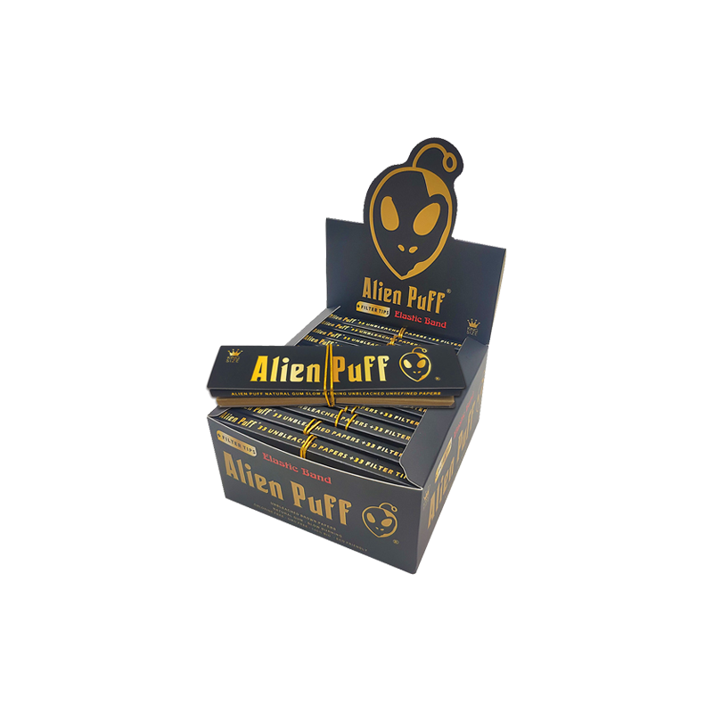 Buy 33 Alien Puff Black & Gold King Size Elastic Band Unbleached Papers + Filter Tips ( HP184 ) | Express Highs UK