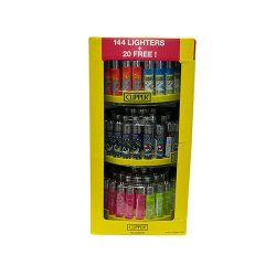 Buy Clipper CP11 3 Tier Carousel CDU 144 + 20 Mixed Design Lighters - CL3H145UKH | Express Highs UK