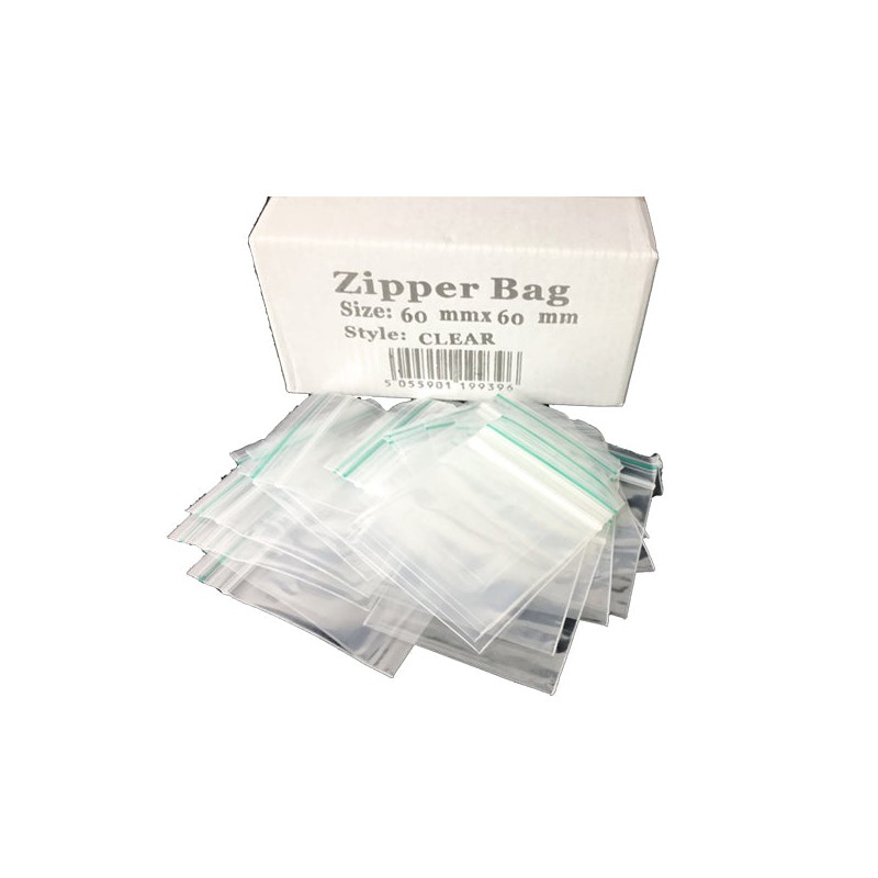 Buy 5 x Zipper Branded 60mm x 60mm Clear Bags | Express Highs UK