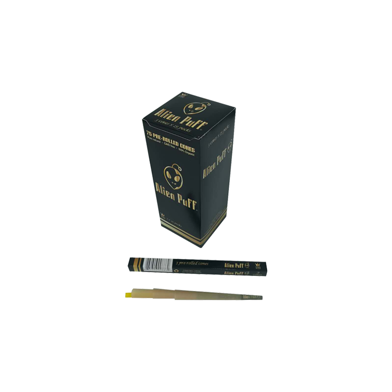 Buy 75 Alien Puff Black & Gold King Size Pre-Rolled Cones ( HP142 ) | Express Highs UK