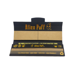 Buy 33 Alien Puff Black & Gold King Size Unbleached Brown Rolling Papers + Tips ( HP103 ) | Express Highs UK